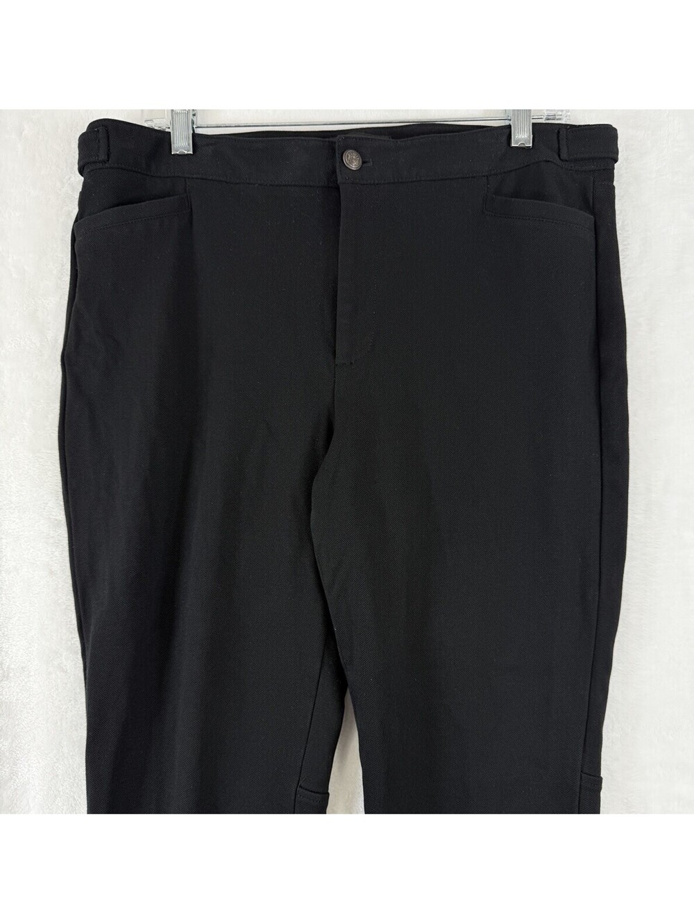 Talbots Lexington Pants 12 Black Textured Point Knit Gold Buttons Womens